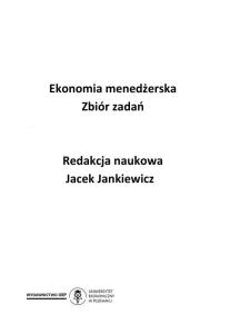 Ekonomia menedżerska. Zbiór zadań